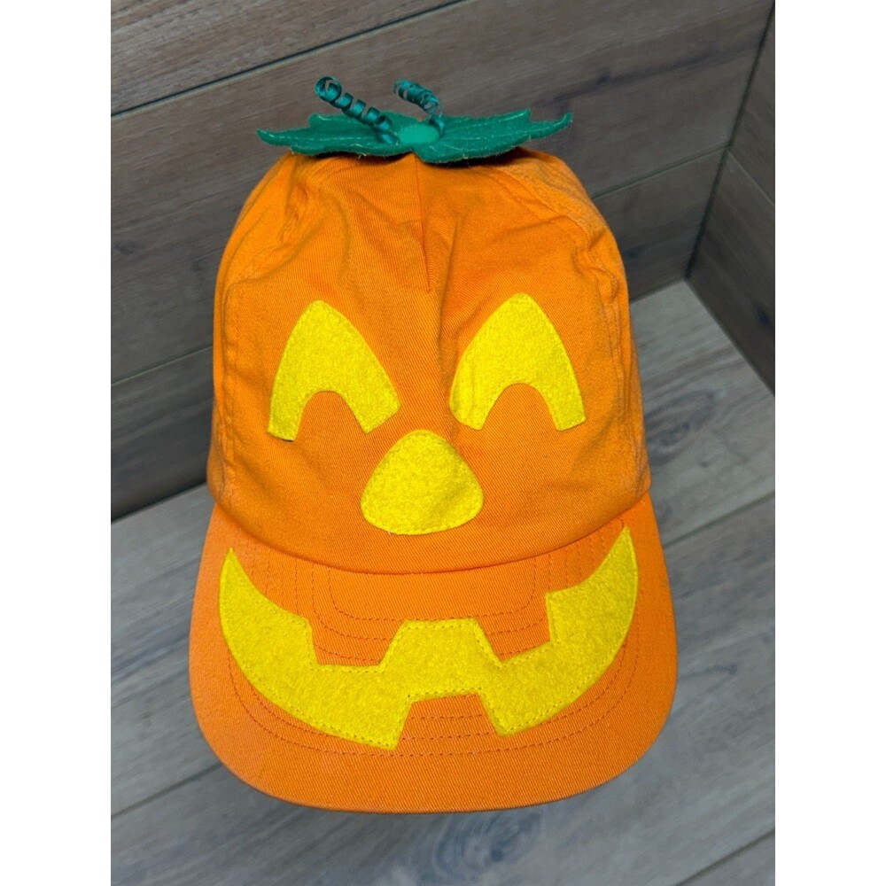 Vintage Hallmark Halloween Pumpkin Strapback Hat Jack-O-Lantern Cap